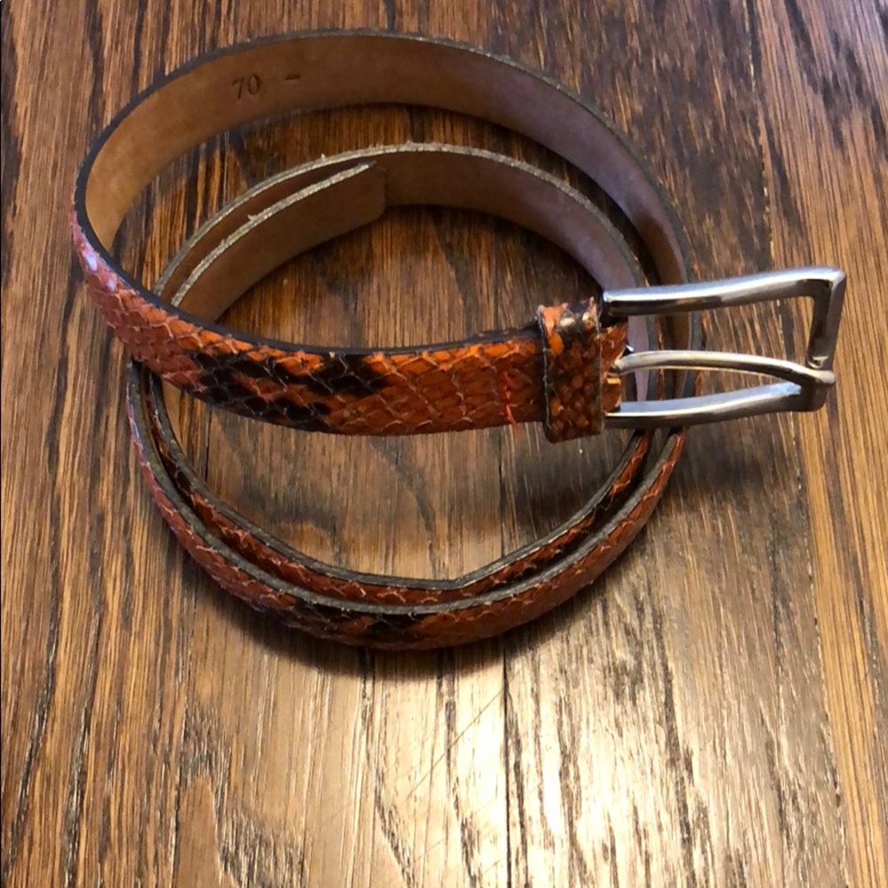 ETRO orange and black faux snake leather belt